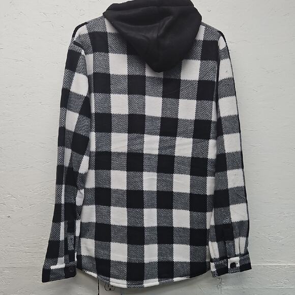 NWT Mens River Trail Black/White Plaid Fleece Lined Hoodie Jacket Medium MSRP$59 - Picture 4 of 5